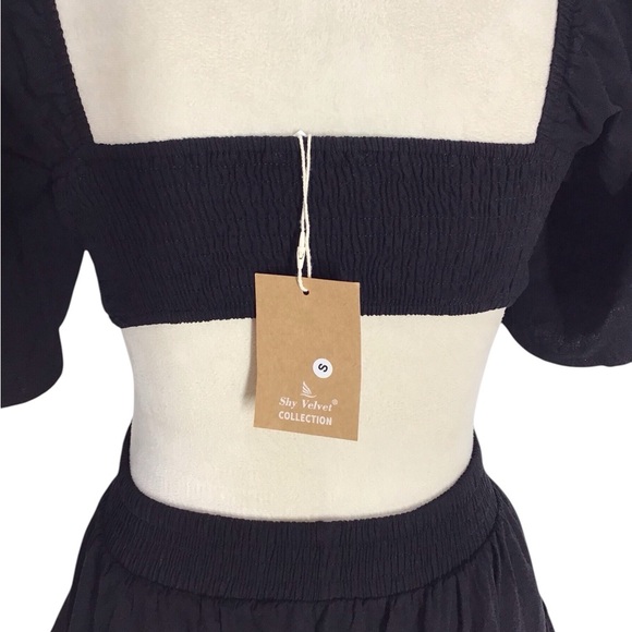 Sky Velvet Square Neck Black Mini Dress NWT - Picture 6 of 7